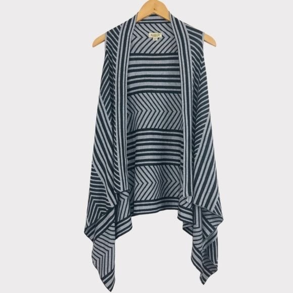One World Striped Sleeveless Open Front Cardigan Size Medium - Picture 1 of 8
